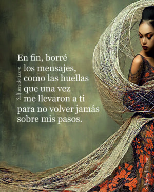 En fin, borré los mensajes, como las huellas que una vez me llevaron a ti para no volver jamás sobre mis pasos...