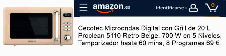 Cecotec Microondas Digital con Grill de 20 L Proclean 5110 Retro