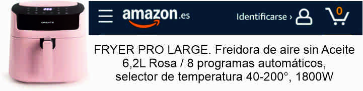 FRYER PRO LARGE/Freidora de aire sin Aceite 6,2L Rosa / 8 programas automáticos