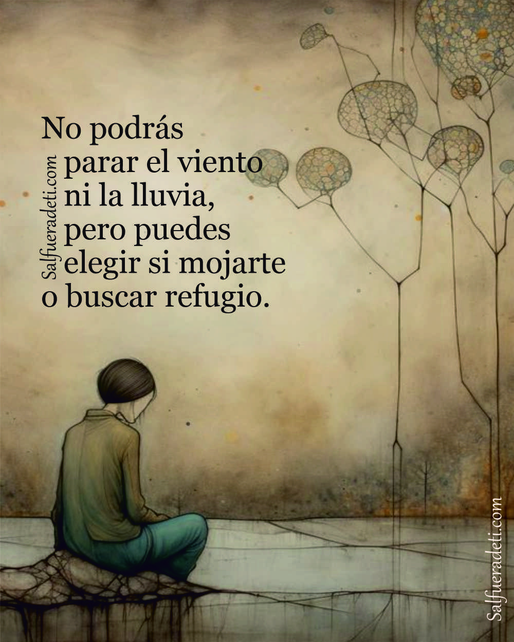 No podrás parar el viento ni la lluvia pero puedes elegir mojarte o no