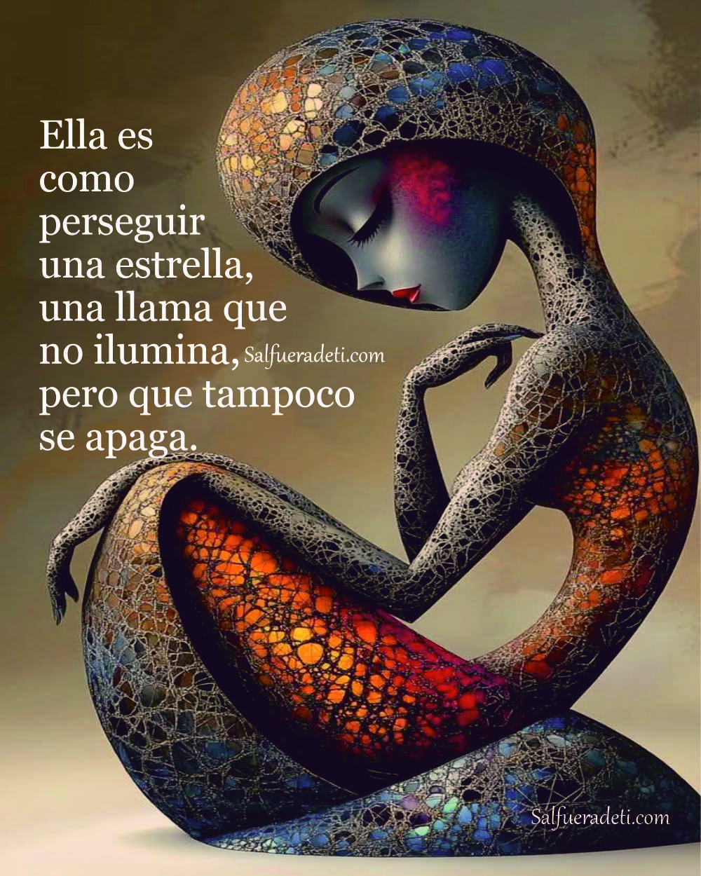 Silueta solitaria de una mujer sentada sobre sus piernas de lado que se ilumina parcialmente su cuerpo